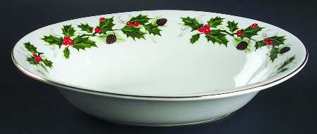 Noel (Holly Backstamp, Smooth) 10" Oval Vegetable Bowl