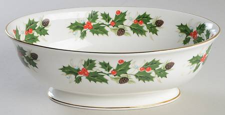 Noel (Holly Backstamp, Smooth) 9" Oval Vegetable Bowl