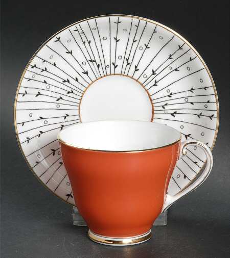 Pampas Grass Footed Demitasse Cup & Saucer Set