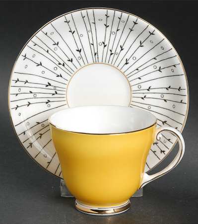 Pampas Grass Footed Demitasse Cup & Saucer Set