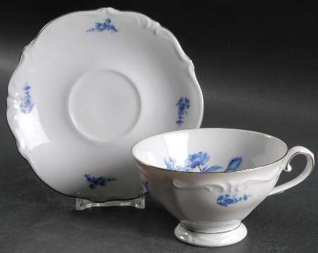 Blue Roses Footed Cup & Saucer Set