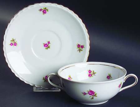 Rose Time Flat Cream Soup Bowl & Saucer Set