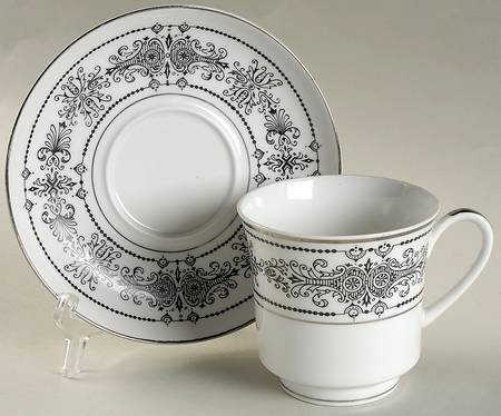 Chateau Black Flat Cup & Saucer Set