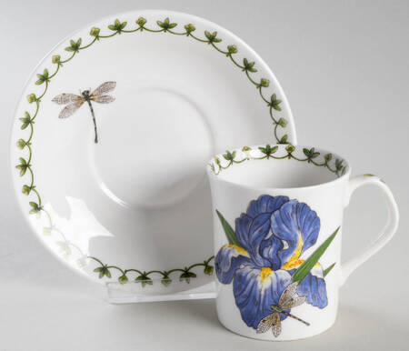 Blue Iris Flat Cup & Saucer Set