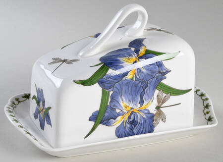 Blue Iris Cheese Dish with Lid (Wedge) by Rosina-Queens