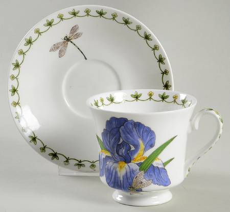 Blue Iris Footed Cup & Saucer Set