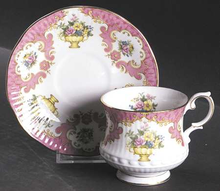 Centenary Year (Color Panels, Flower Urn) Footed Cup & Saucer Set