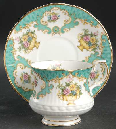 Centenary Year (Color Panels, Flower Urn) Footed Cup & Saucer Set