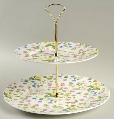Country Meadow 2 Tiered Serving Tray (Dinner & Salad Plate)