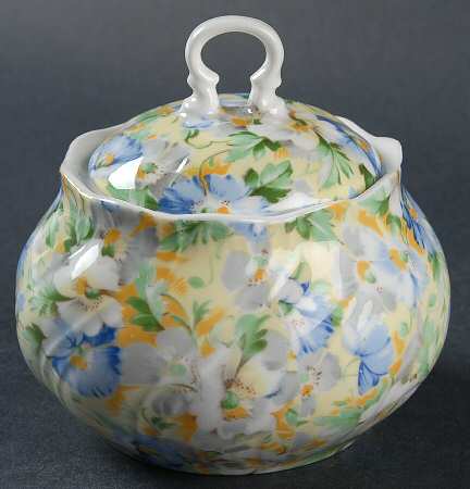 English Chintz Sugar Bowl & Lid