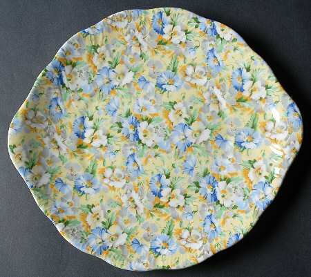 English Chintz Handled Cake Plate