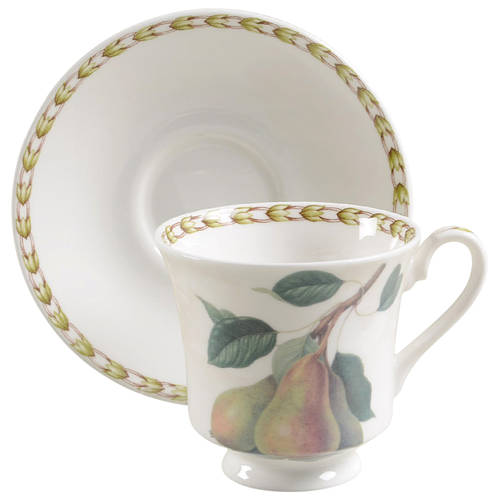 Hooker's Fruit (Bone, Made In England) Footed Cup & Saucer Set