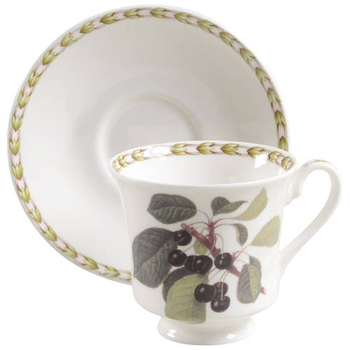 Hooker's Fruit (Bone, Made In England) Footed Cup & Saucer Set