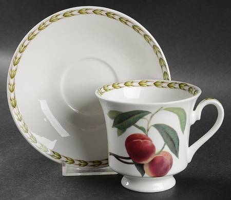 Hooker's Fruit (Bone, Made In England) Footed Cup & Saucer Set