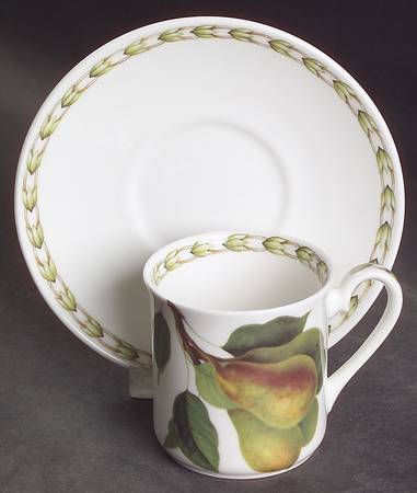 Hooker's Fruit (Bone, Made In England) Mocha Cup & Saucer Set