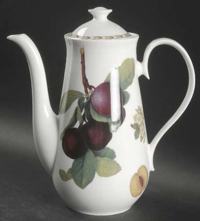 Hooker's Fruit (Bone, Made In England) Coffee Pot & Lid