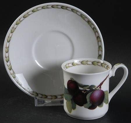 Hooker's Fruit (Bone, Made In England) Mocha Cup & Saucer Set