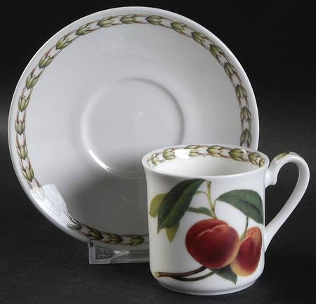 Hooker's Fruit (Bone, Made In England) Mocha Cup & Saucer Set