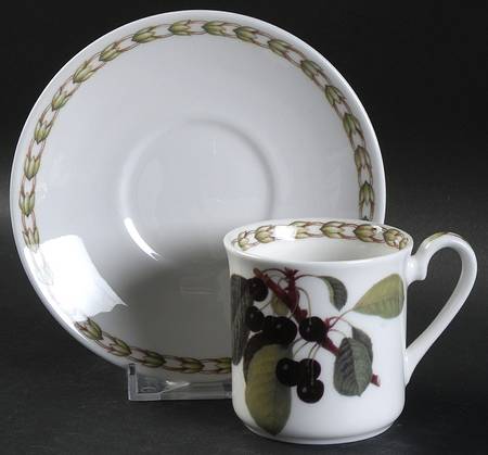 Hooker's Fruit (Bone, Made In England) Mocha Cup & Saucer Set
