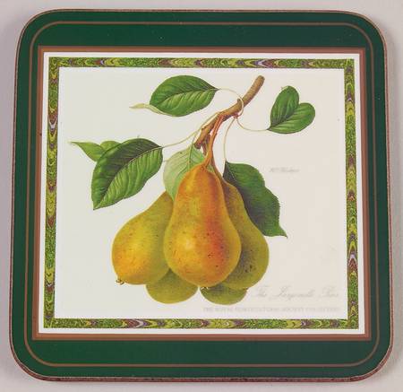 Hooker's Fruit (Bone, Made In England) Square Corkback Coaster