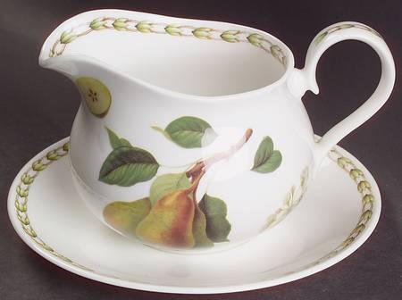 Hooker's Fruit (Bone, Made In England) Gravy Boat & Underplate