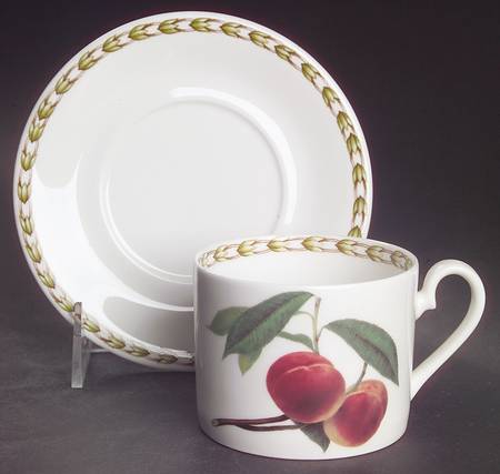 Hooker's Fruit (Bone, Made In England) Flat Cup & Saucer Set by Rosina-Queens