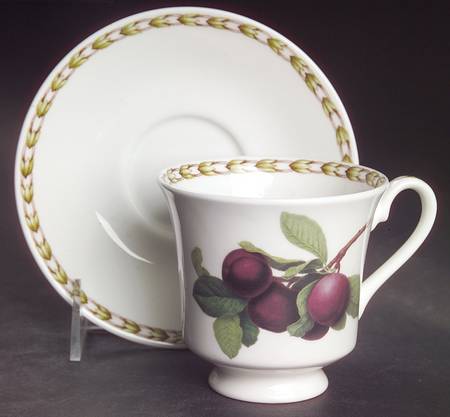 Hooker's Fruit (Bone, Made In England) Footed Cup & Saucer Set