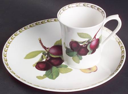 Hooker's Fruit (Bone, Made In England) Snack Plate & Cup Set