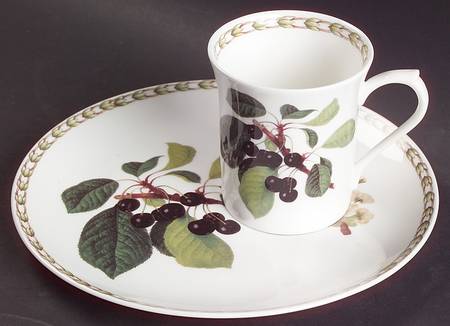 Hooker's Fruit (Bone, Made In England) Snack Plate & Cup Set