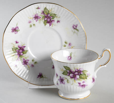 Violets Footed Demitasse Cup & Saucer Set