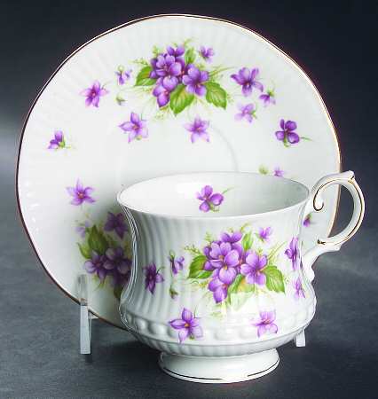 Violets Footed Cup & Saucer Set