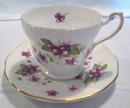 Violets Footed Cup & Saucer Set