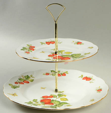 Virginia Strawberry 2 Tiered Serving Tray (Dinner & Salad Plate)