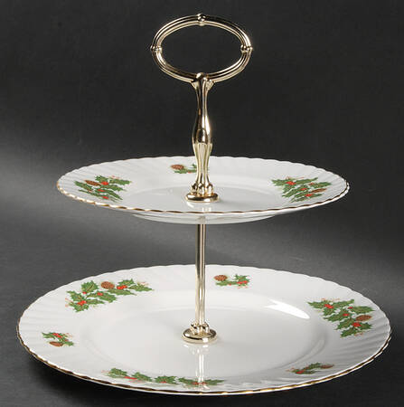Yuletide (Scalloped) 2 Tiered Serving Tray (Dinner & Salad Plate)