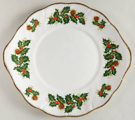Yuletide (Scalloped) Handled Cake Plate
