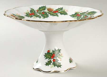Yuletide (Scalloped) Round Compote (Height X Width)