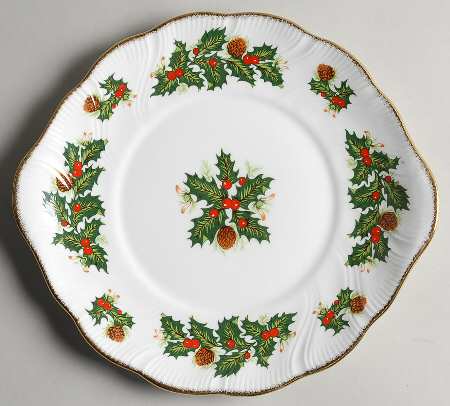 Yuletide (Scalloped) Handled Cake Plate