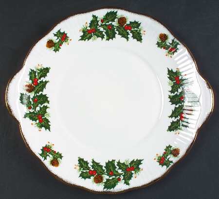 Yuletide (Scalloped) Handled Cake Plate