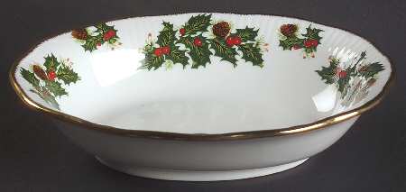 Yuletide (Scalloped) 9" Oval Vegetable Bowl