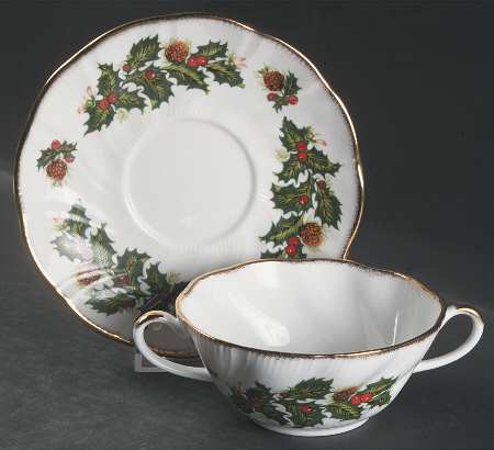 Yuletide (Scalloped) Flat Cream Soup Bowl & Saucer Set