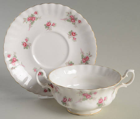 Rose Time Footed Cream Soup Bowl & Saucer Set