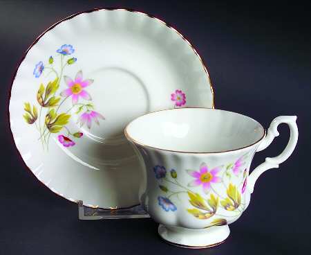 Wild Anemone (Ribbed) Footed Cup & Saucer Set