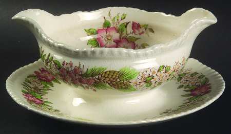 American State Flowers Gravy Boat with Attached Underplate