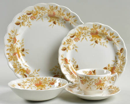 Antique Rose Brown 5 Piece Place Setting