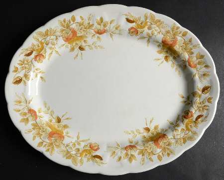 Antique Rose Brown 13" Oval Serving Platter