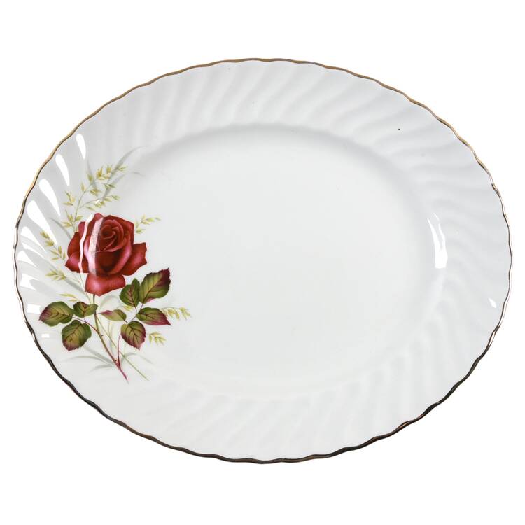 Anniversary Rose 12" Oval Serving Platter