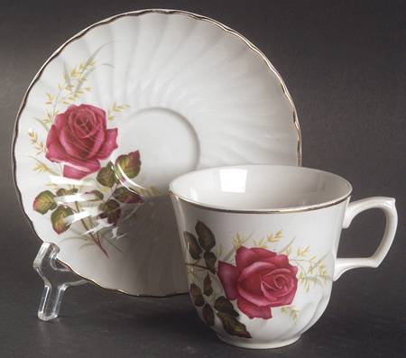 Anniversary Rose Footed Cup & Saucer Set