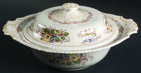 Apple Blossom Brown Round Covered Vegetable