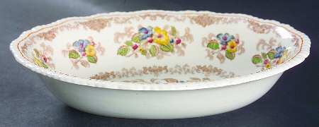 Apple Blossom Brown 9" Oval Vegetable Bowl