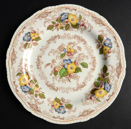 Apple Blossom Brown Luncheon Plate